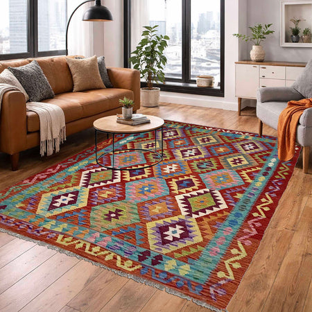Handmade Vegetable Kelim 4' 11" x 6' 7" (ft) - No. G38896