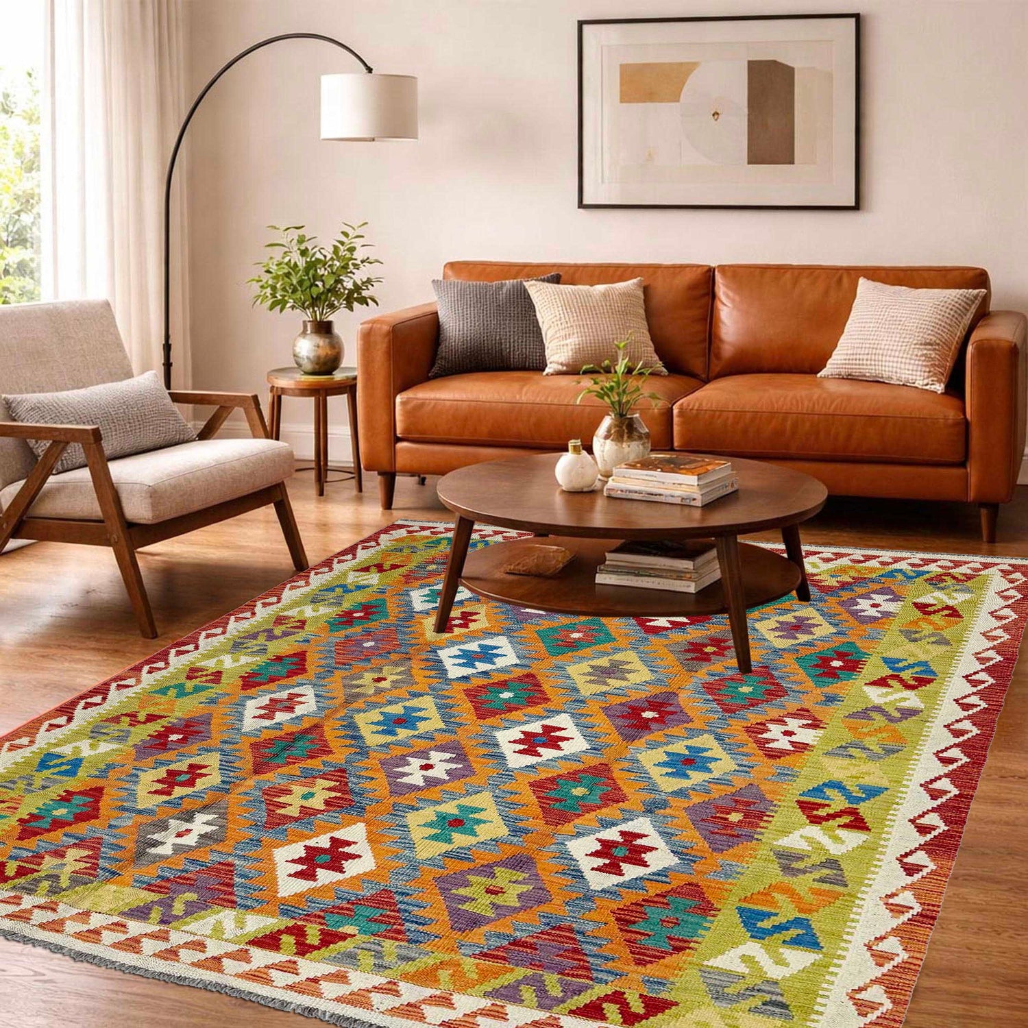 Handmade Vegetable Kelim 4' 10" x 6' 8" (ft) - No. G38897