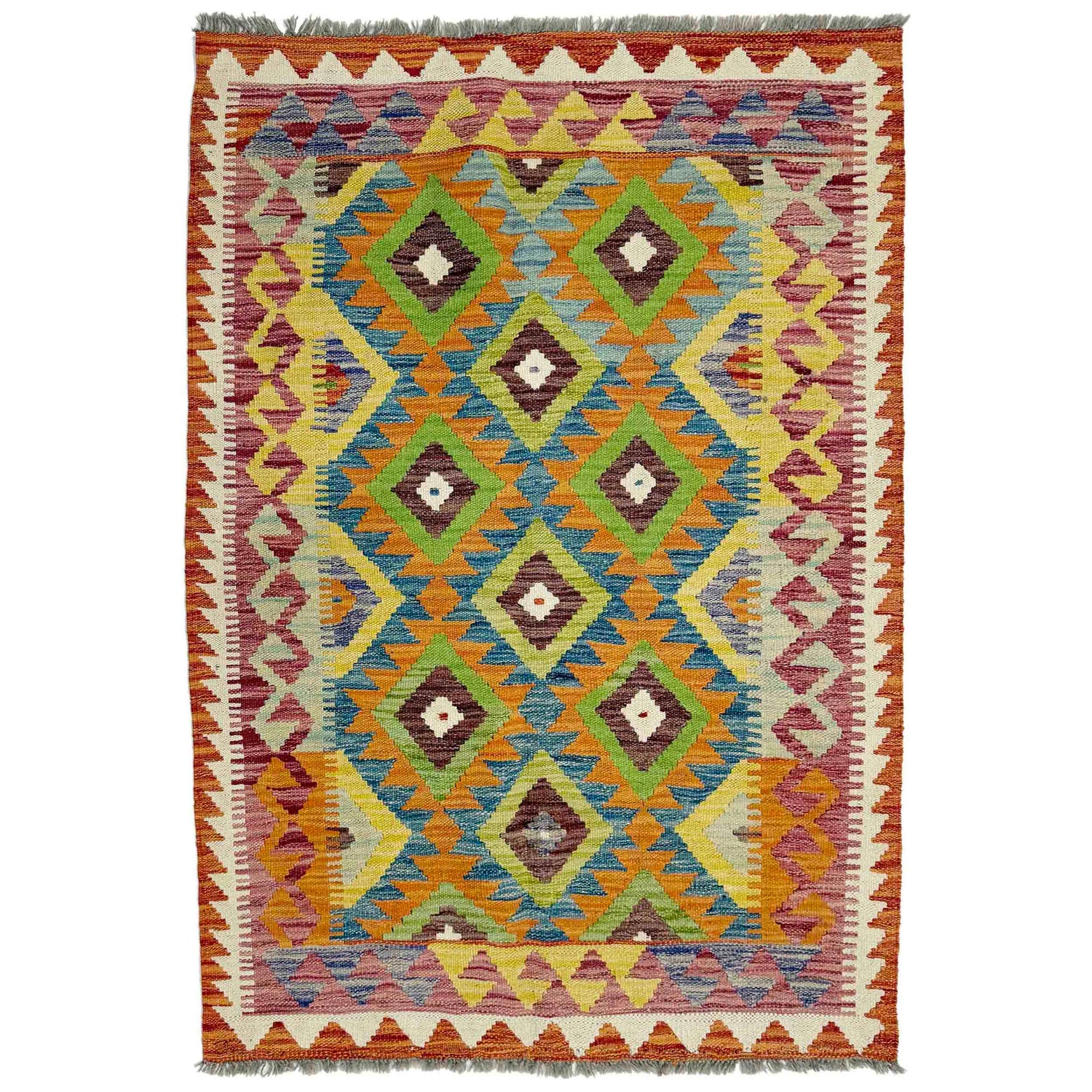 Handmade Vegetable Kilim 3' 5" x 4' 10" (ft) - No. G38898
