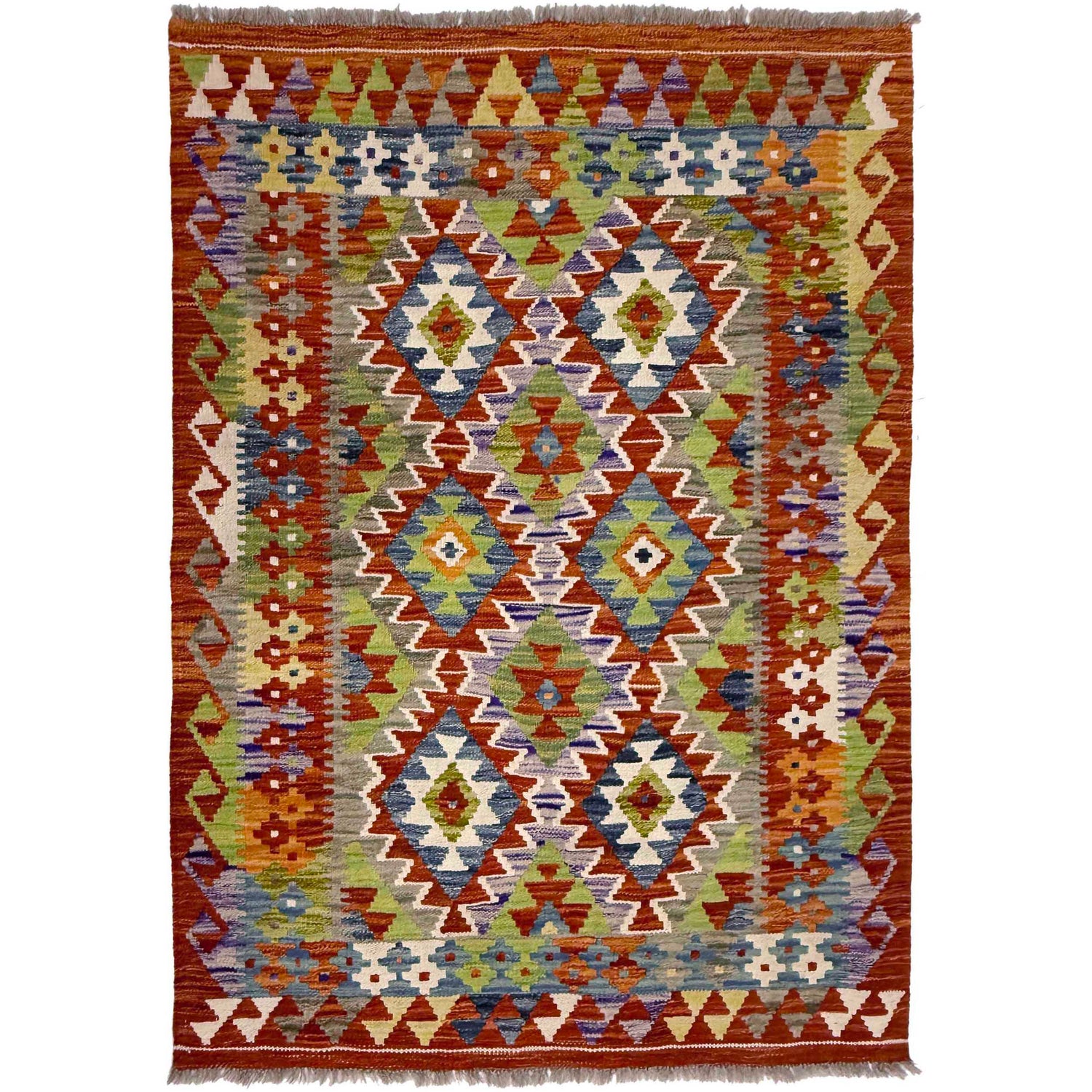 Handmade Vegetable Kilim 3' 5" x 4" 11" (ft) - No. G38900