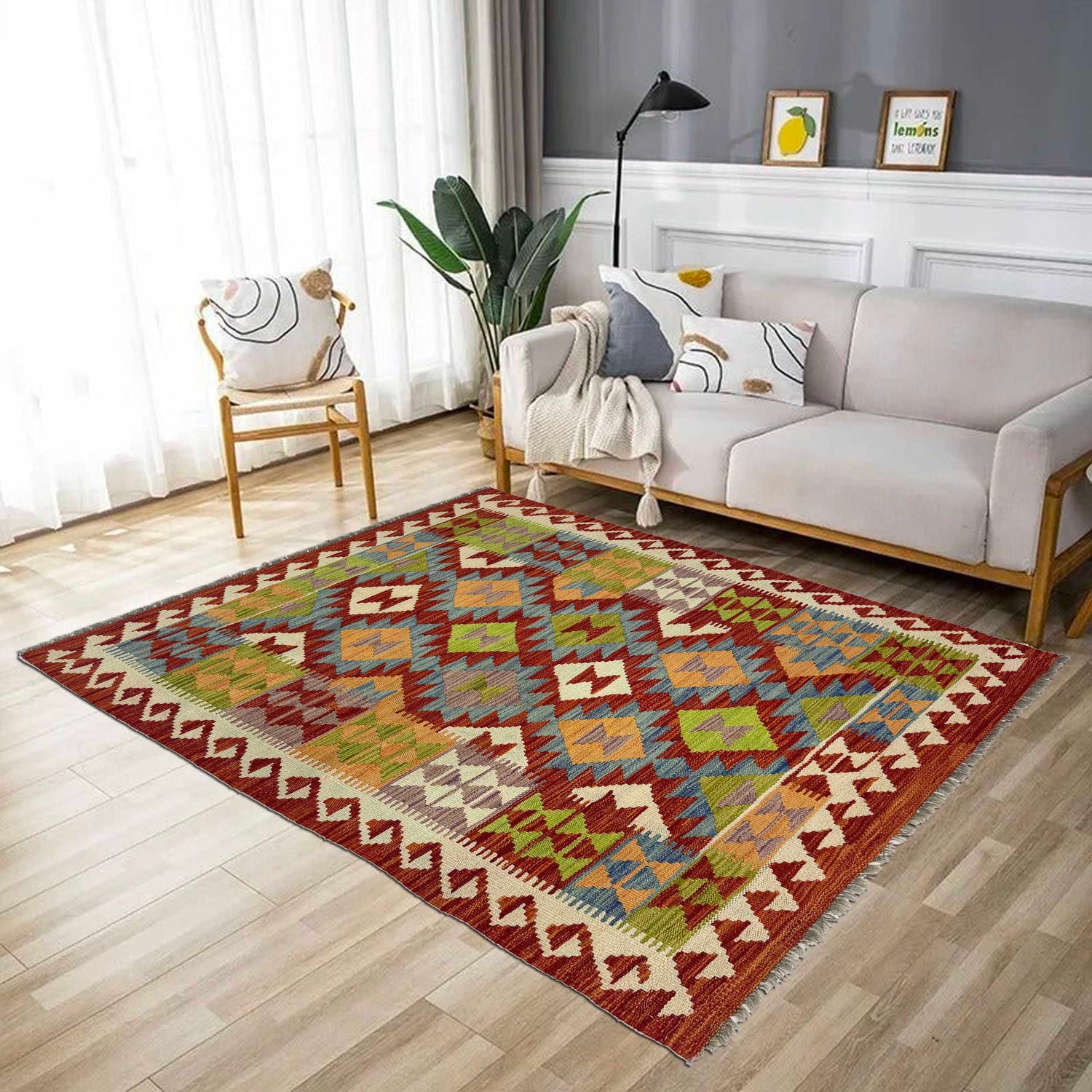 Handmade Vegetable Kelim 3' 5" x 5" 1" (ft) - No. G38902