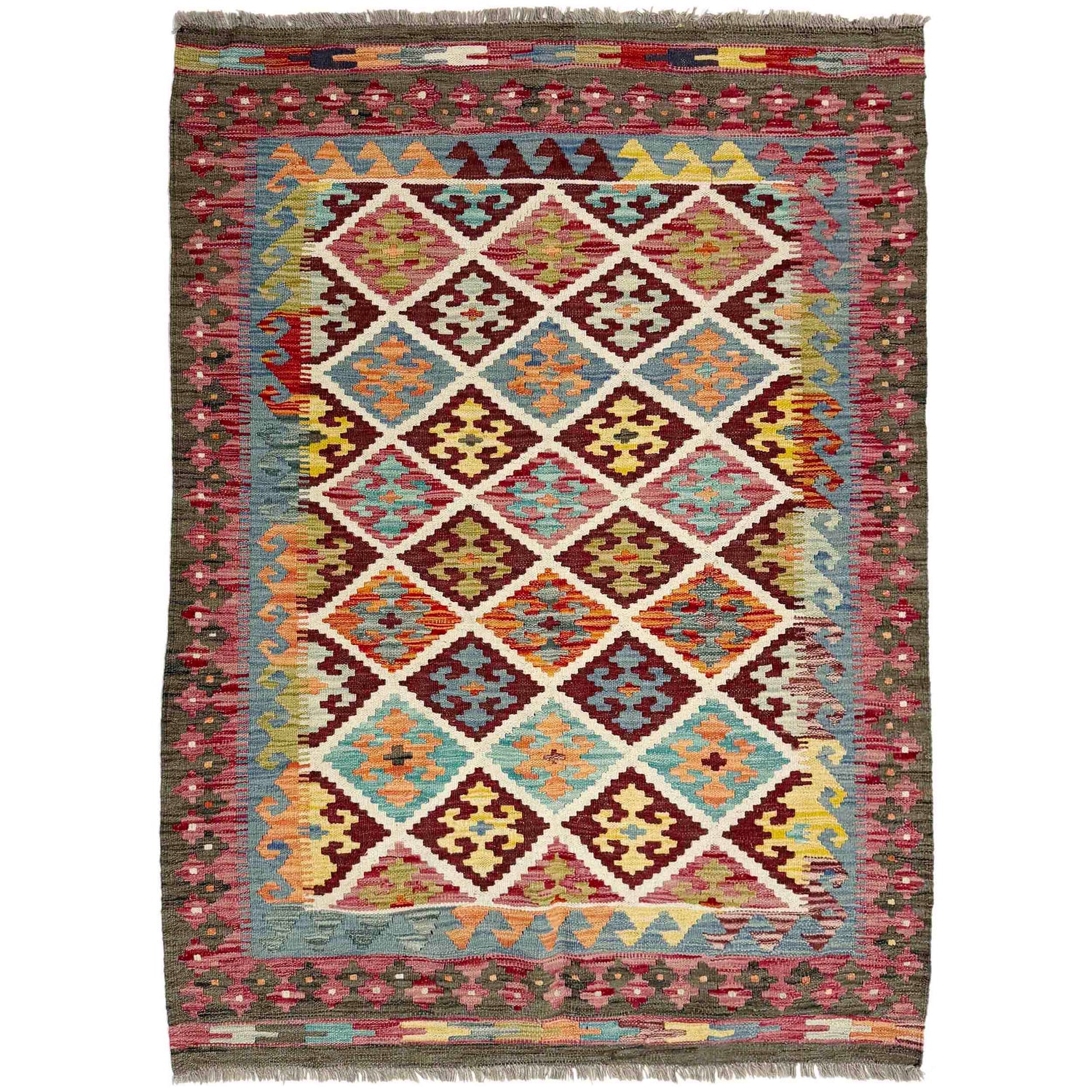 Handmade Vegetable Kilim 4' 2" x 5' 9" (ft) - No. G38903