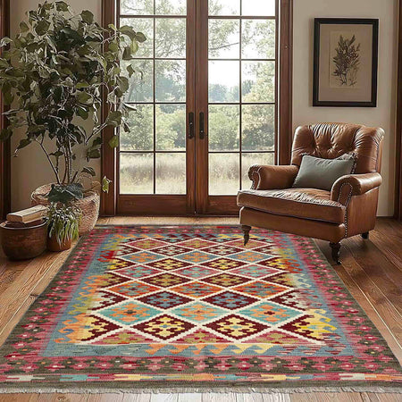 Handmade Vegetable Kilim 4' 2" x 5' 9" (ft) - No. G38903