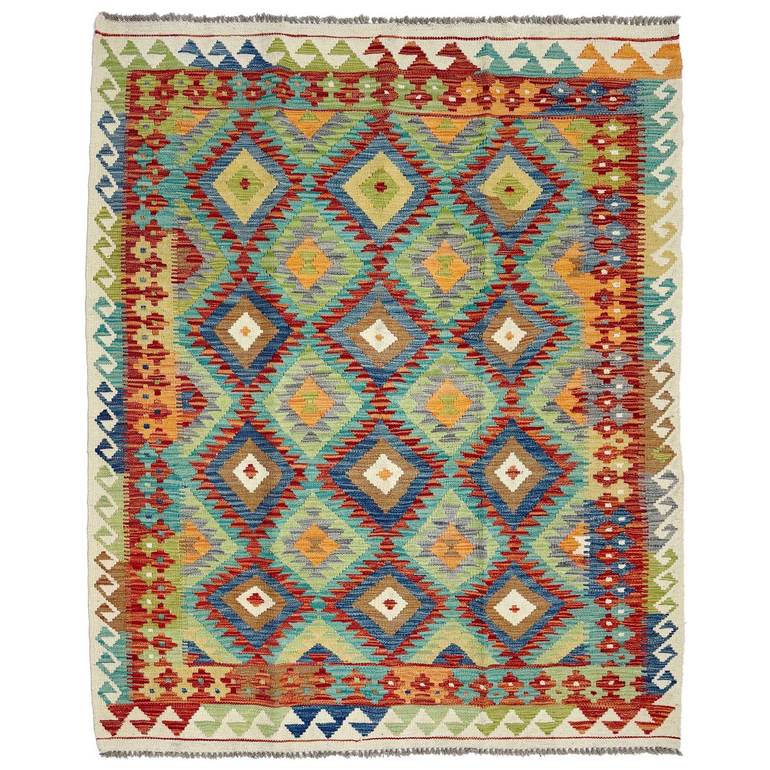 Handmade Vegetable Kilim 5' 1" x 6' 5" (ft) - No. G38906