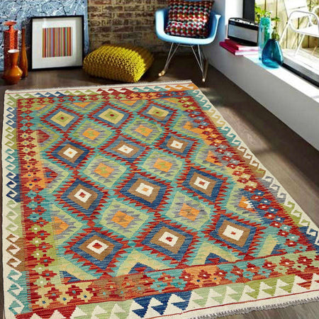Handmade Vegetable Kilim 5' 1" x 6' 5" (ft) - No. G38906