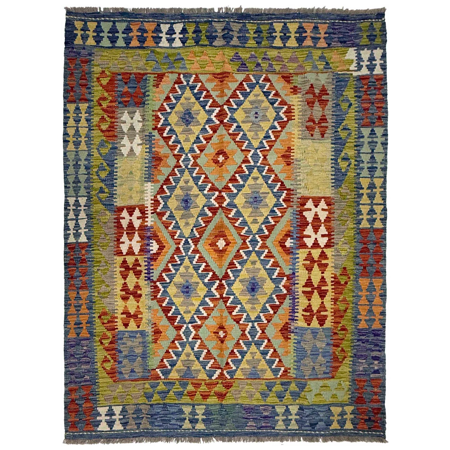 Handmade Vegetable Kilim 5' 0" x 6' 5" (ft) - No. G38908