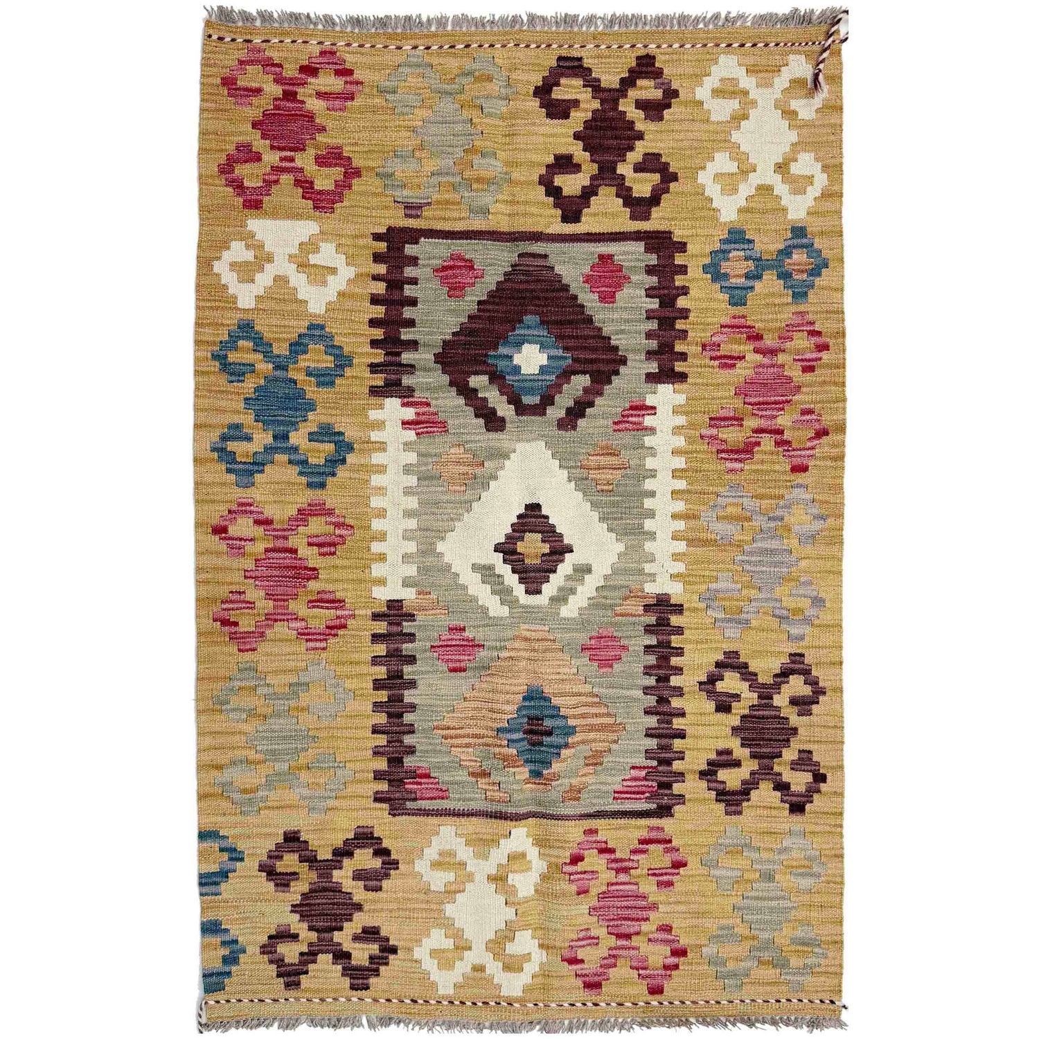 Handmade Vegetable Kilim 3' 2" x 4' 11" (ft) - No. G38911