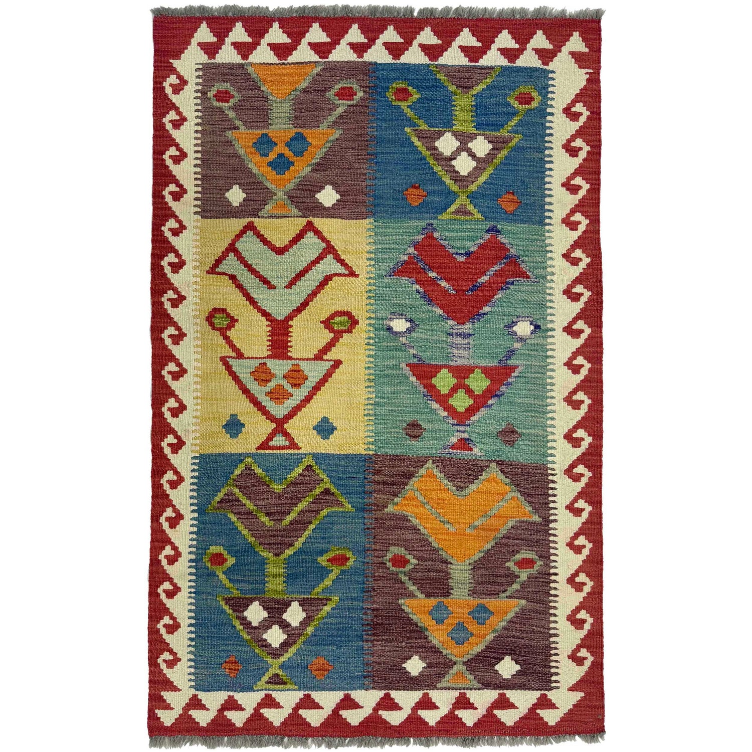 Handmade Vegetable Kelim 3' 1" x 4" 11" (ft) - No. G38914