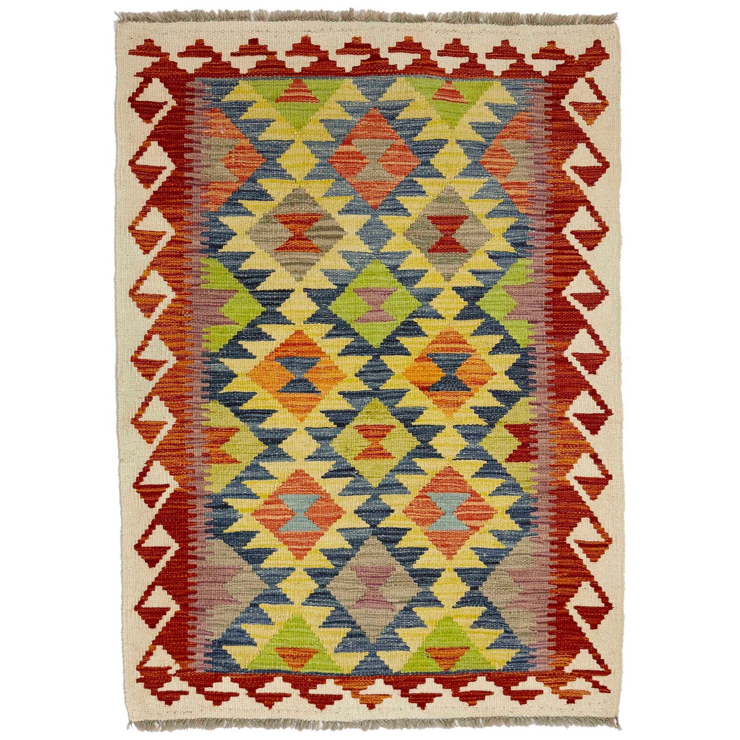 Handmade Vegetable Kilim 3' 1" x 4" 11" (ft) - No. G38915