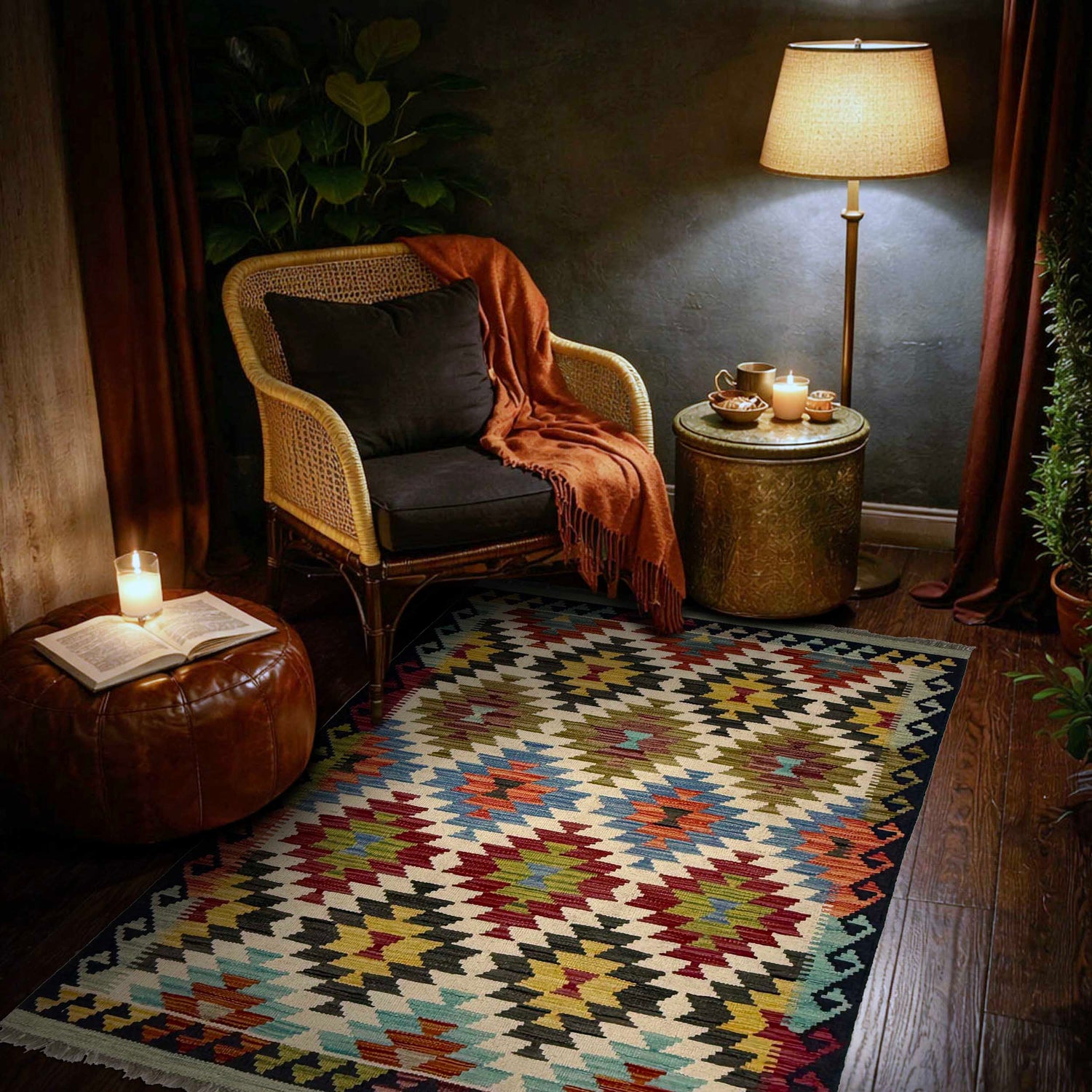Handmade Vegetable Kilim 3' 3" x 4" 10" (ft) - No. G38916