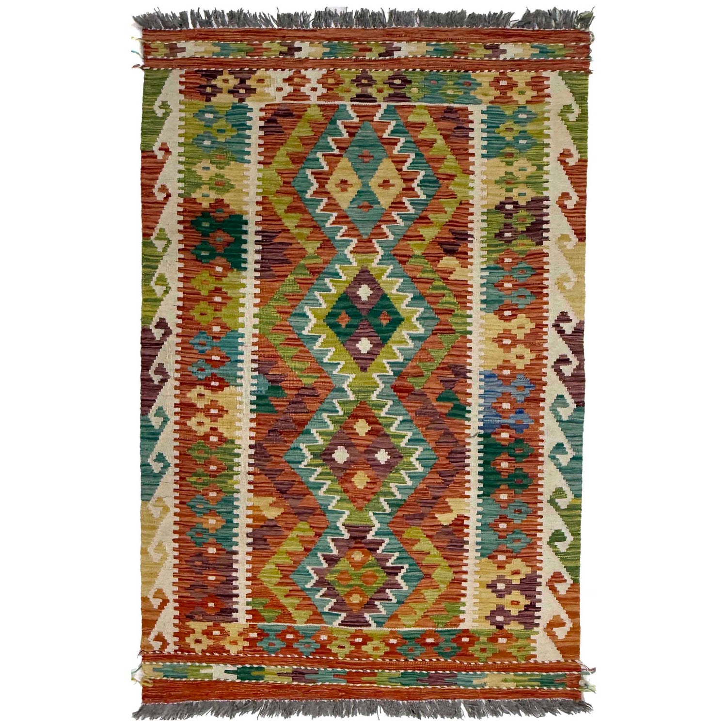 Handmade Vegetable Kelim 3' 3" x 5" 0" (ft) - No. G38917