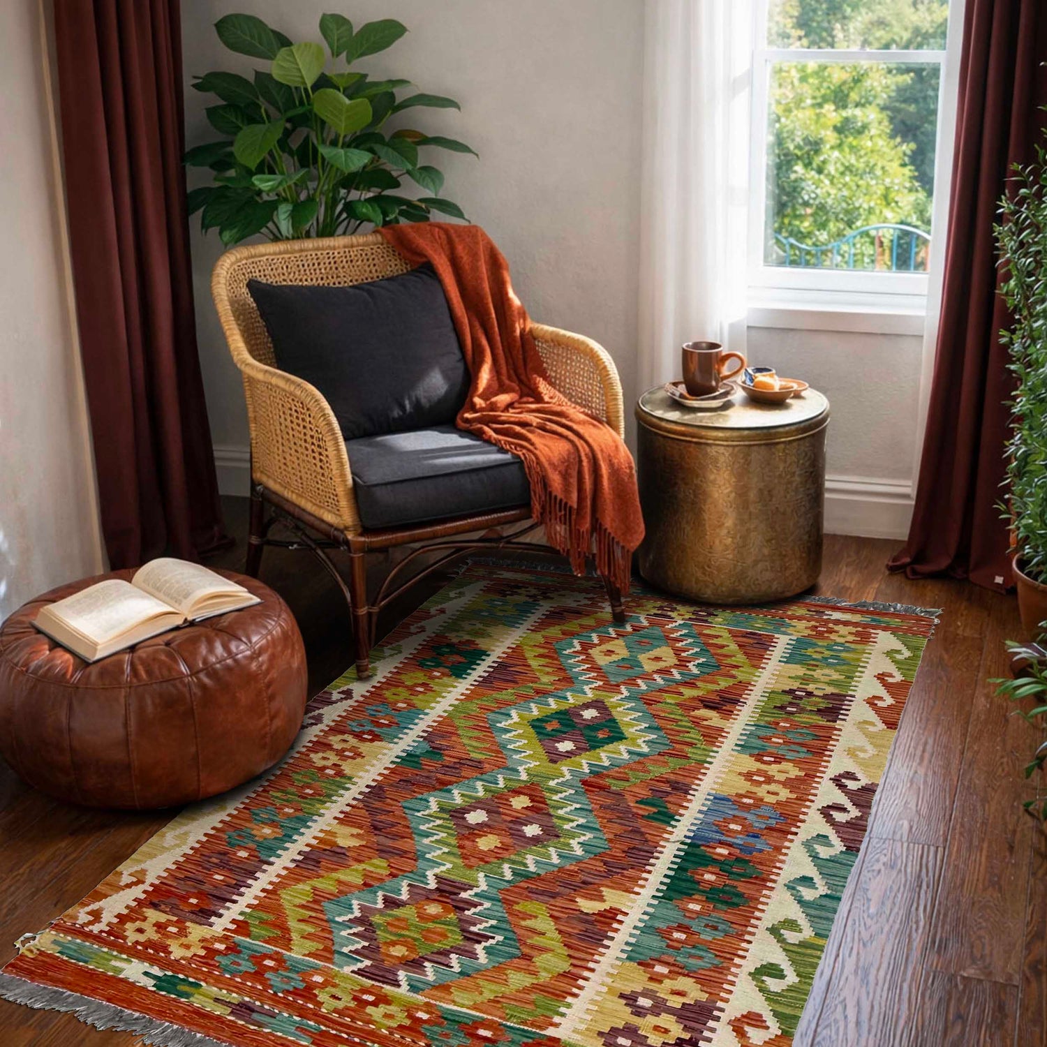 Handmade Vegetable Kelim 3' 3" x 5" 0" (ft) - No. G38917