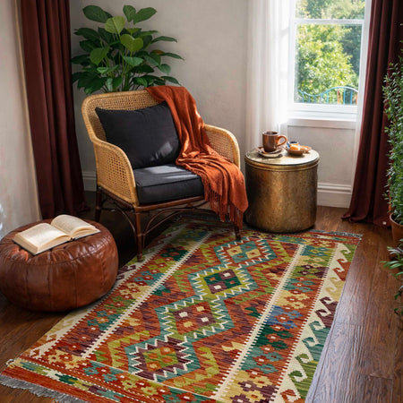 Handmade Vegetable Kelim 3' 3" x 5" 0" (ft) - No. G38917