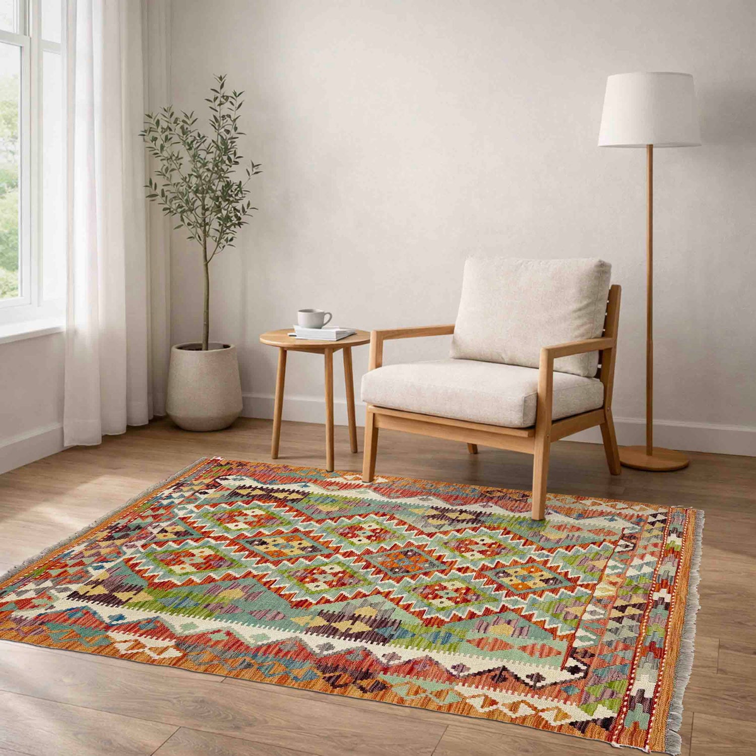 Handmade Vegetable Kelim 3' 6" x 4' 10" (ft) - No. G38921