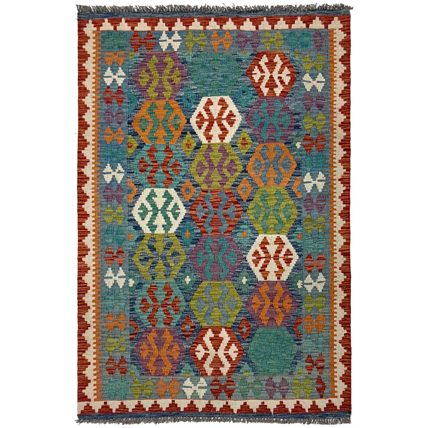 Handmade Vegetable Kelim 3' 6" x 5" 3" (ft) - No. G38925