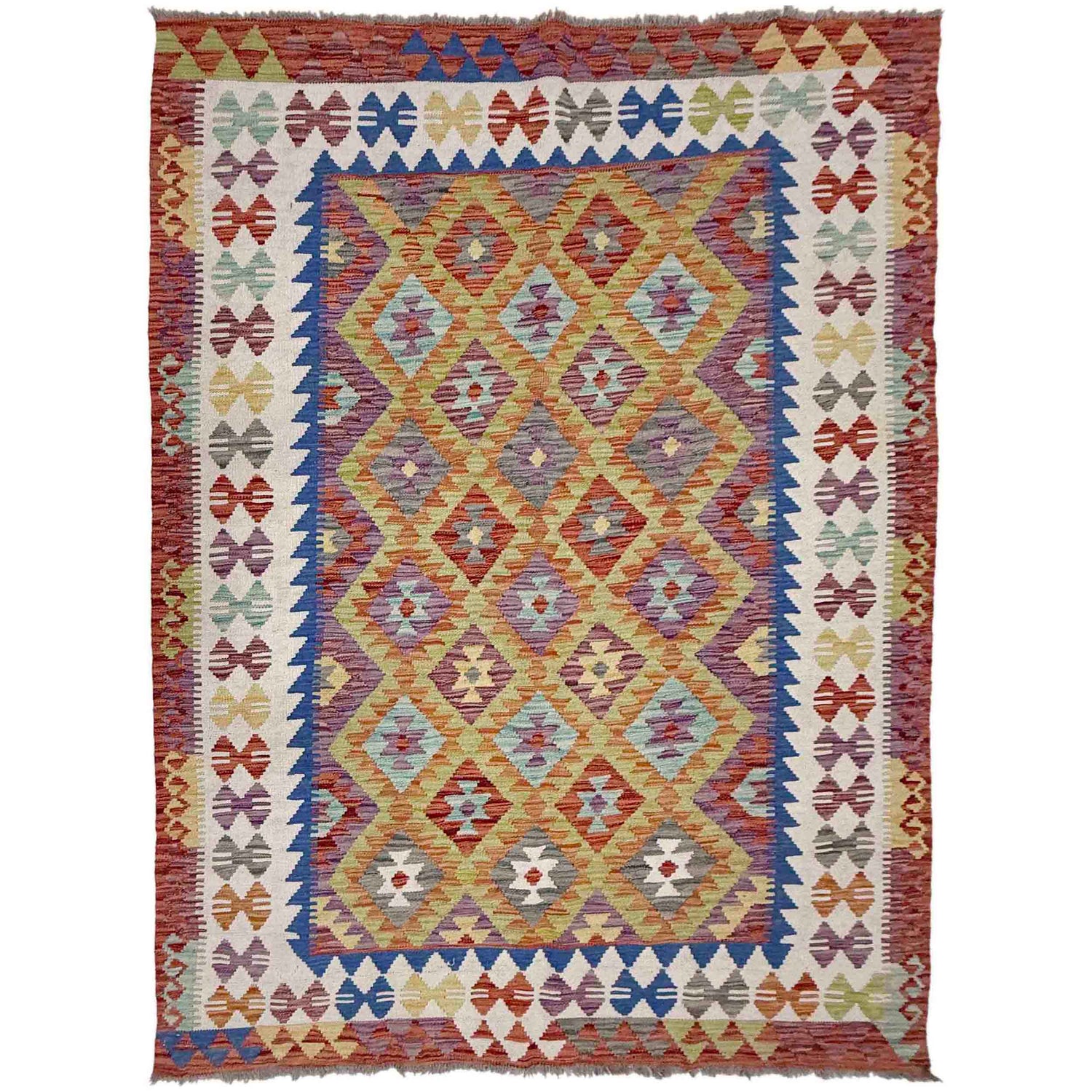 Handmade Vegetable Kelim 4' 9" x 6' 9" (ft) - No. G38926