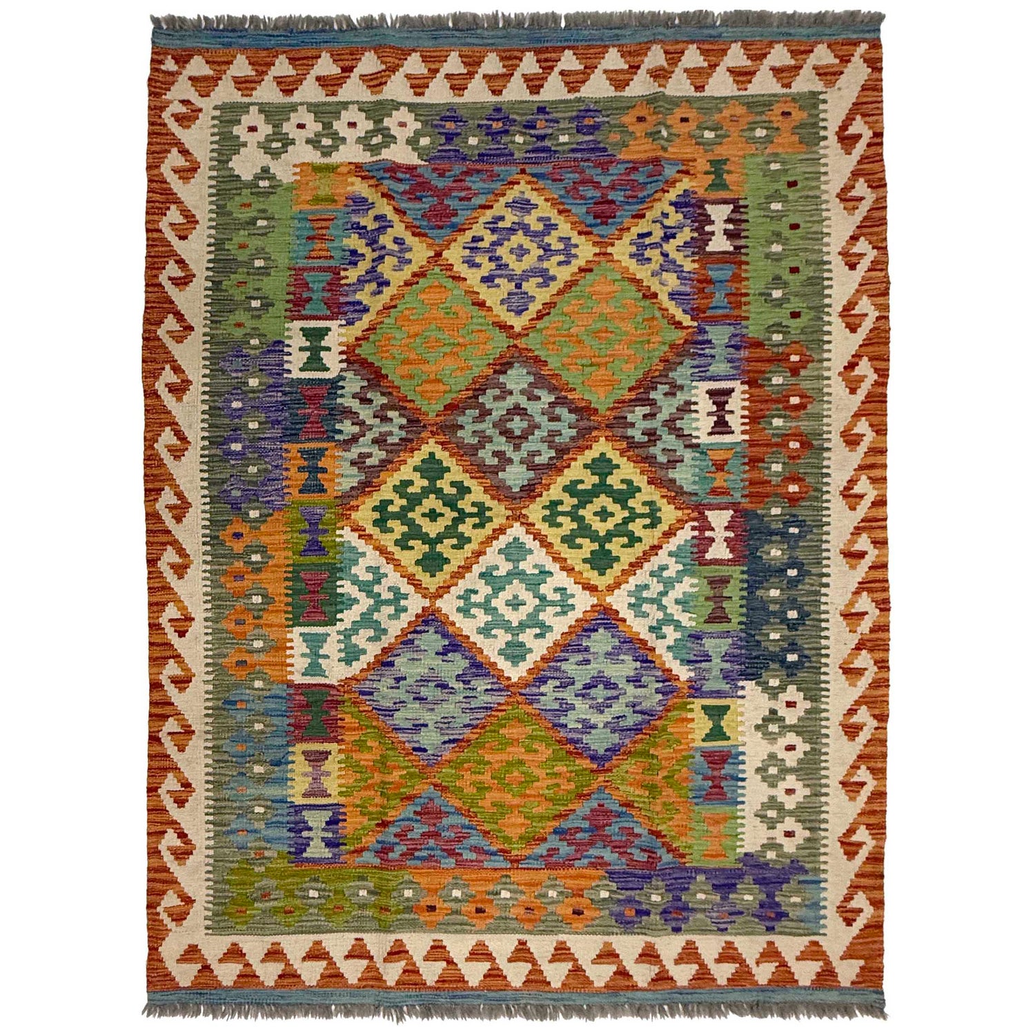 Handmade Vegetable Kelim 4' 10" x 6' 7" (ft) - No. G38927