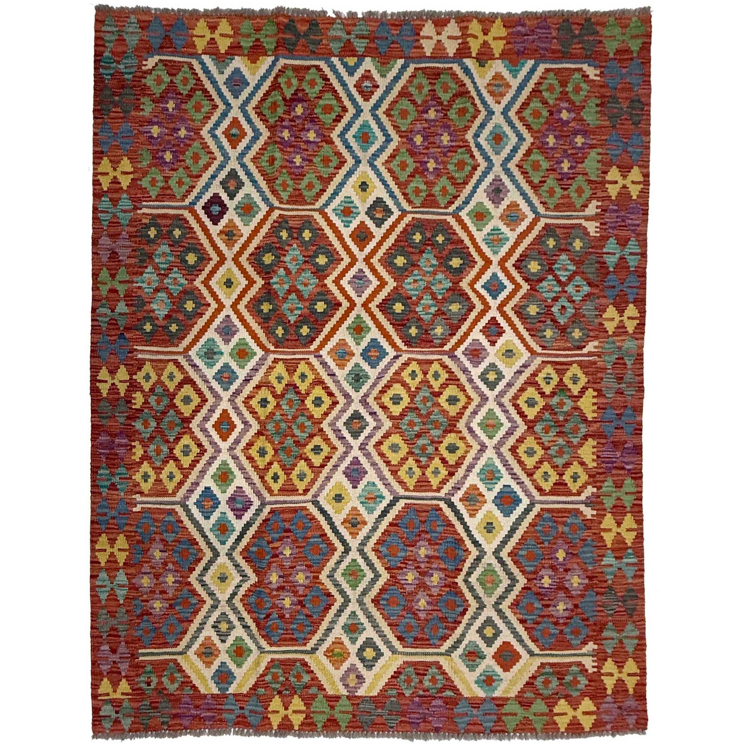 Handmade Vegetable Kilim 4' 11" x 6' 5" (ft) - No. G38929