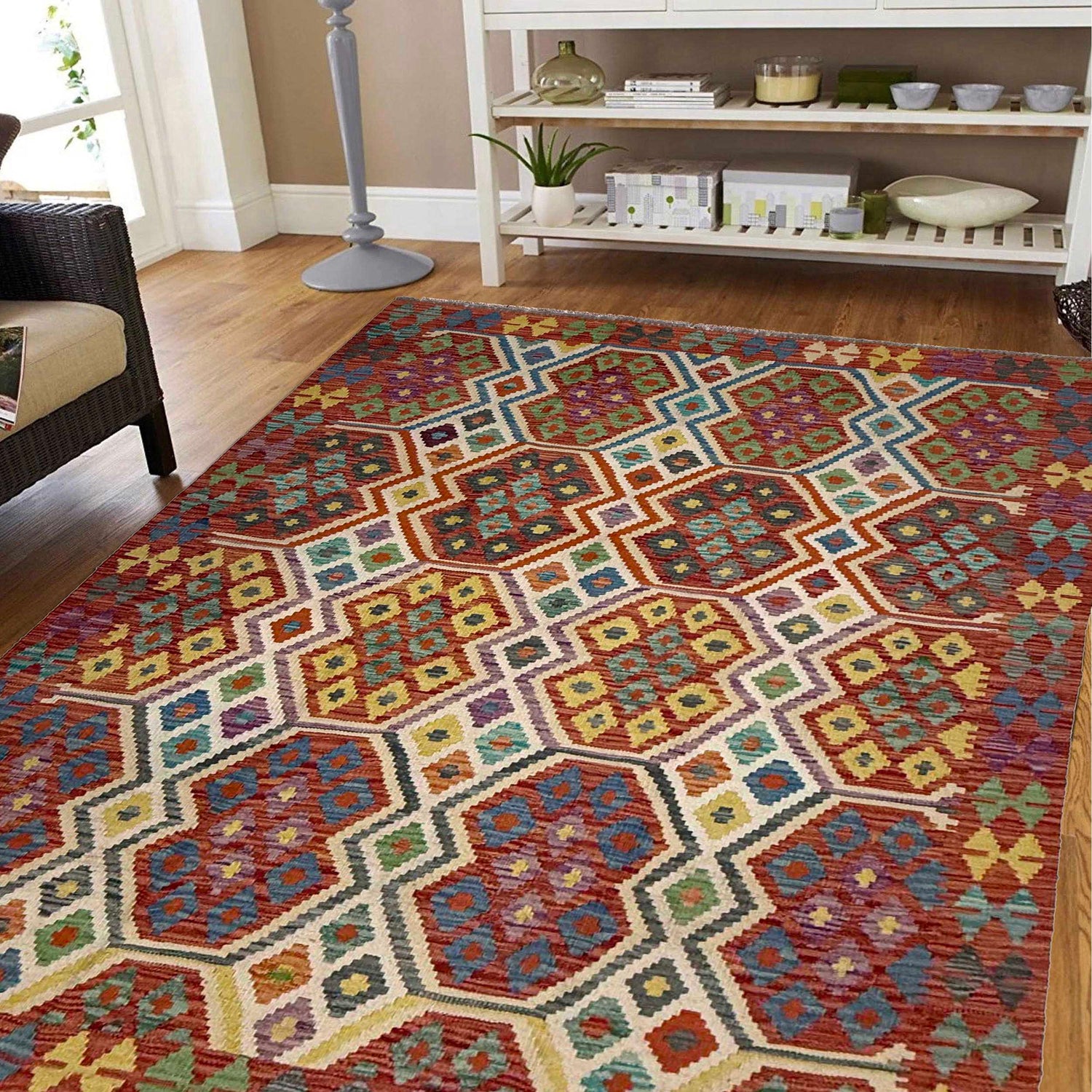 Handmade Vegetable Kilim 4' 11" x 6' 5" (ft) - No. G38929