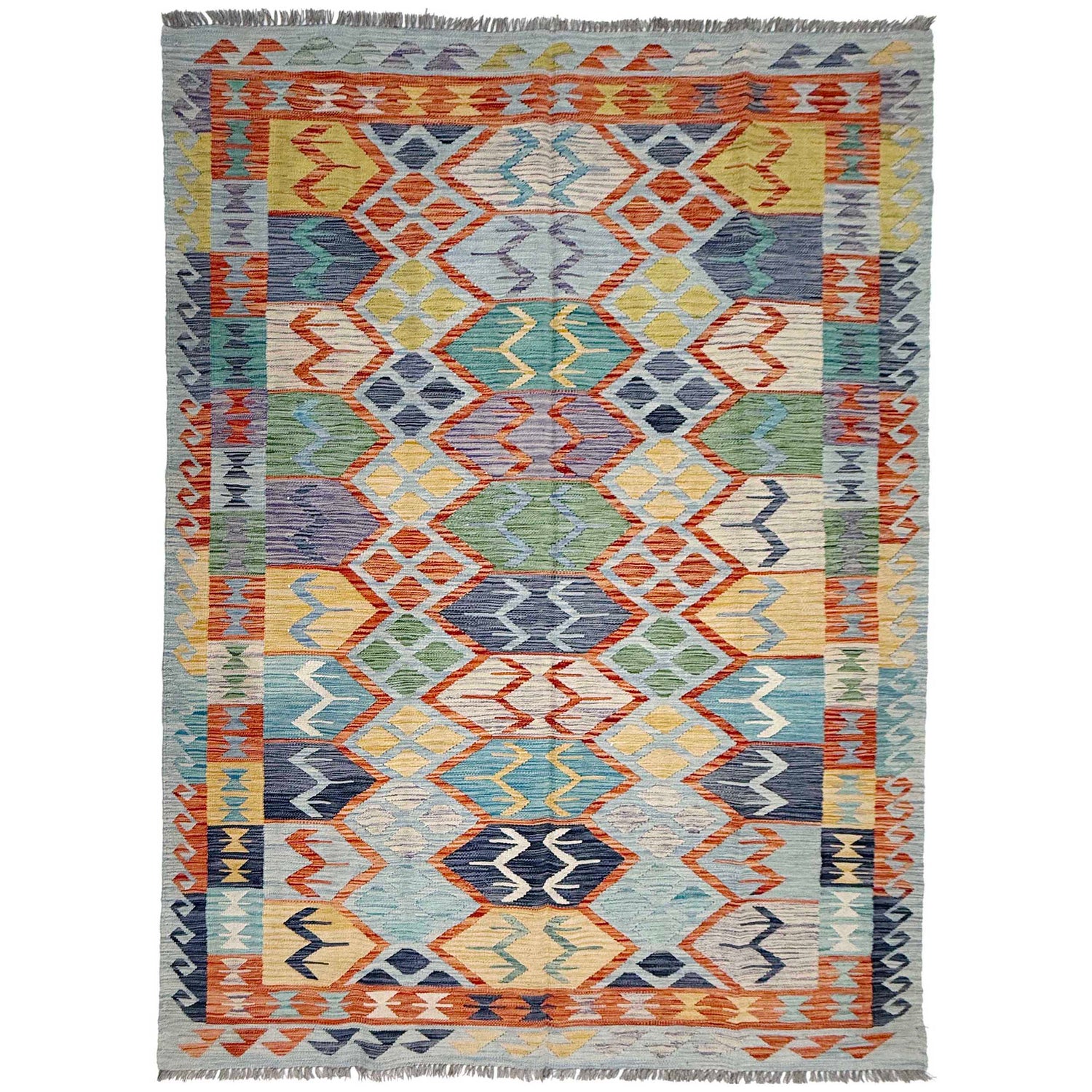Handmade Vegetable Kilim 5' 11" x 8' 2" (ft) - No. G38931