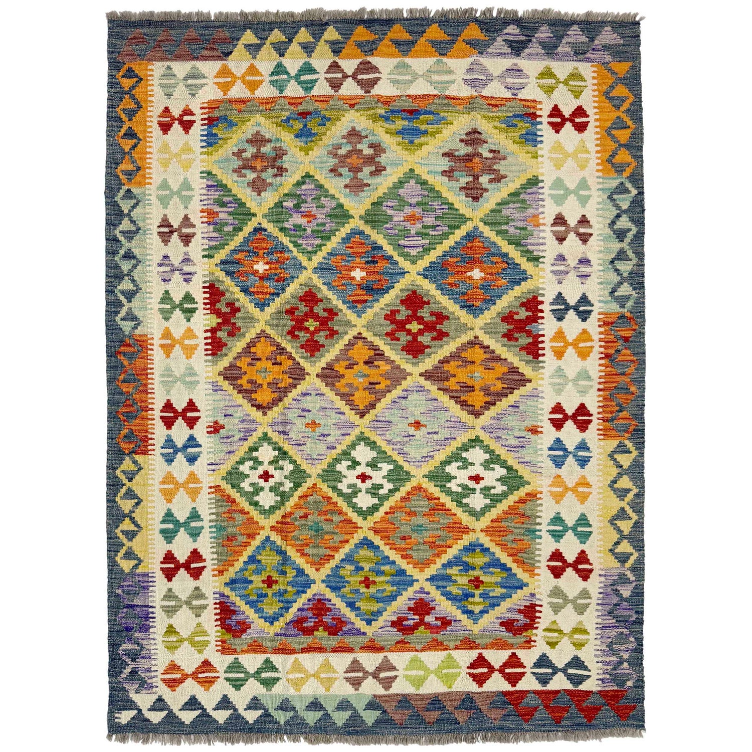 Handmade Vegetable Kelim 4' 10" x 6' 6" (ft) - No. G38933