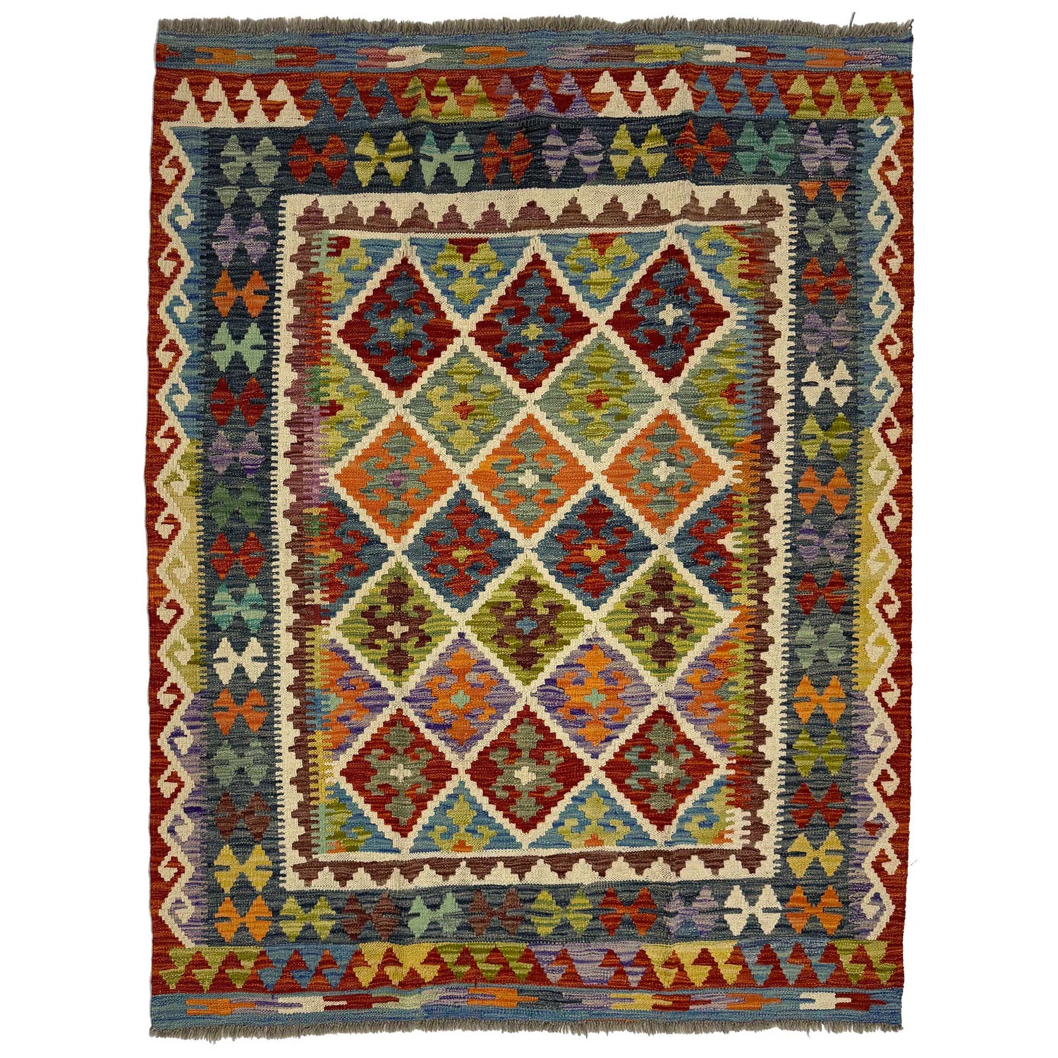 Handmade Vegetable Kilim 5' 1" x 6' 0" (ft) - No. G38934