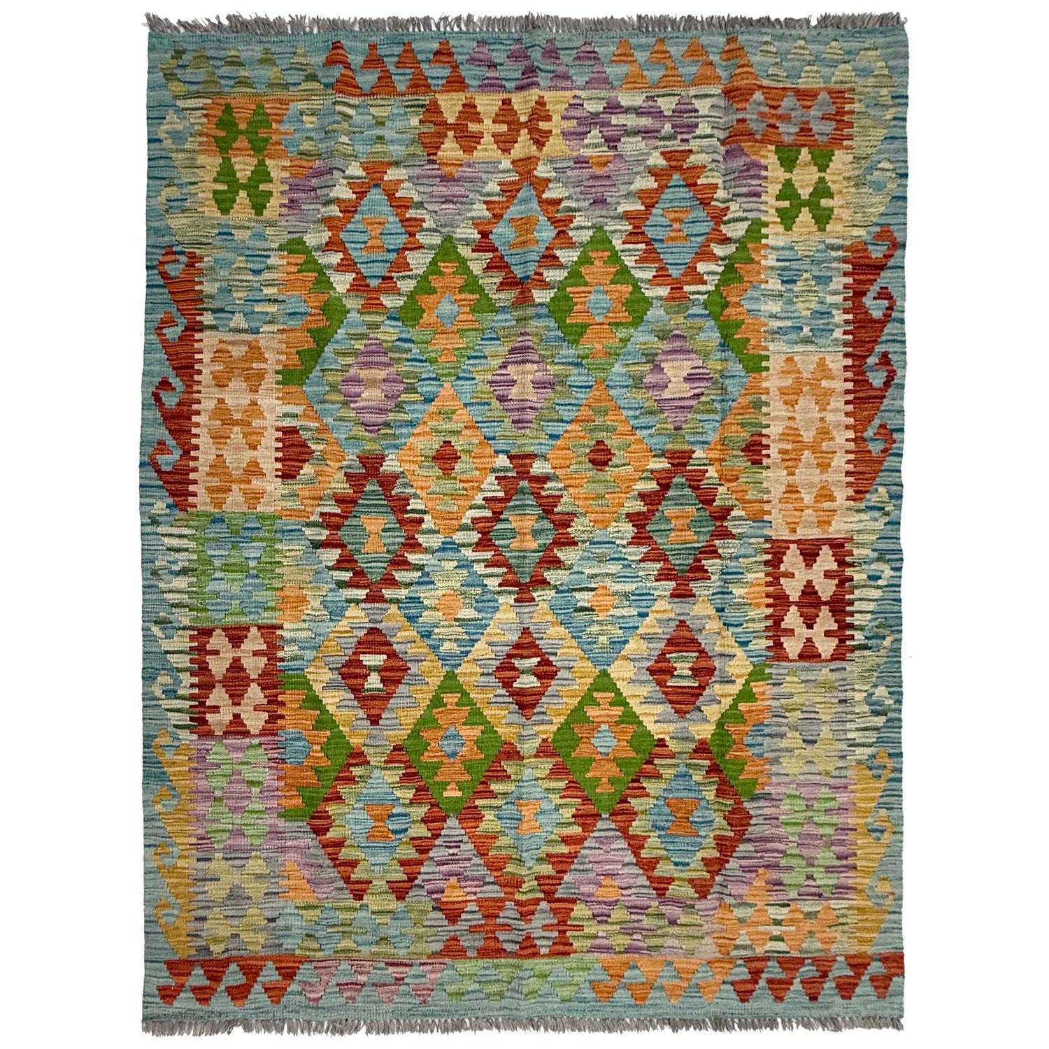 Handmade Vegetable Kelim 5' 0" x 6' 7" (ft) - No. G38937