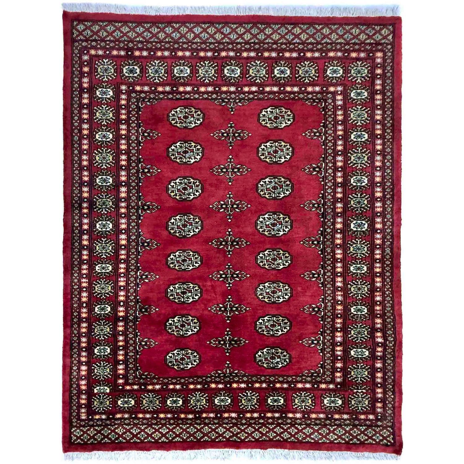 Hand Knotted Bokhara Wool Rug 4' 1" x 5' 10" (ft) - No. G39155
