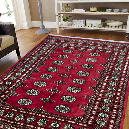 Hand Knotted Bokhara Wool Rug 4' 1" x 5' 10" (ft) - No. G39155