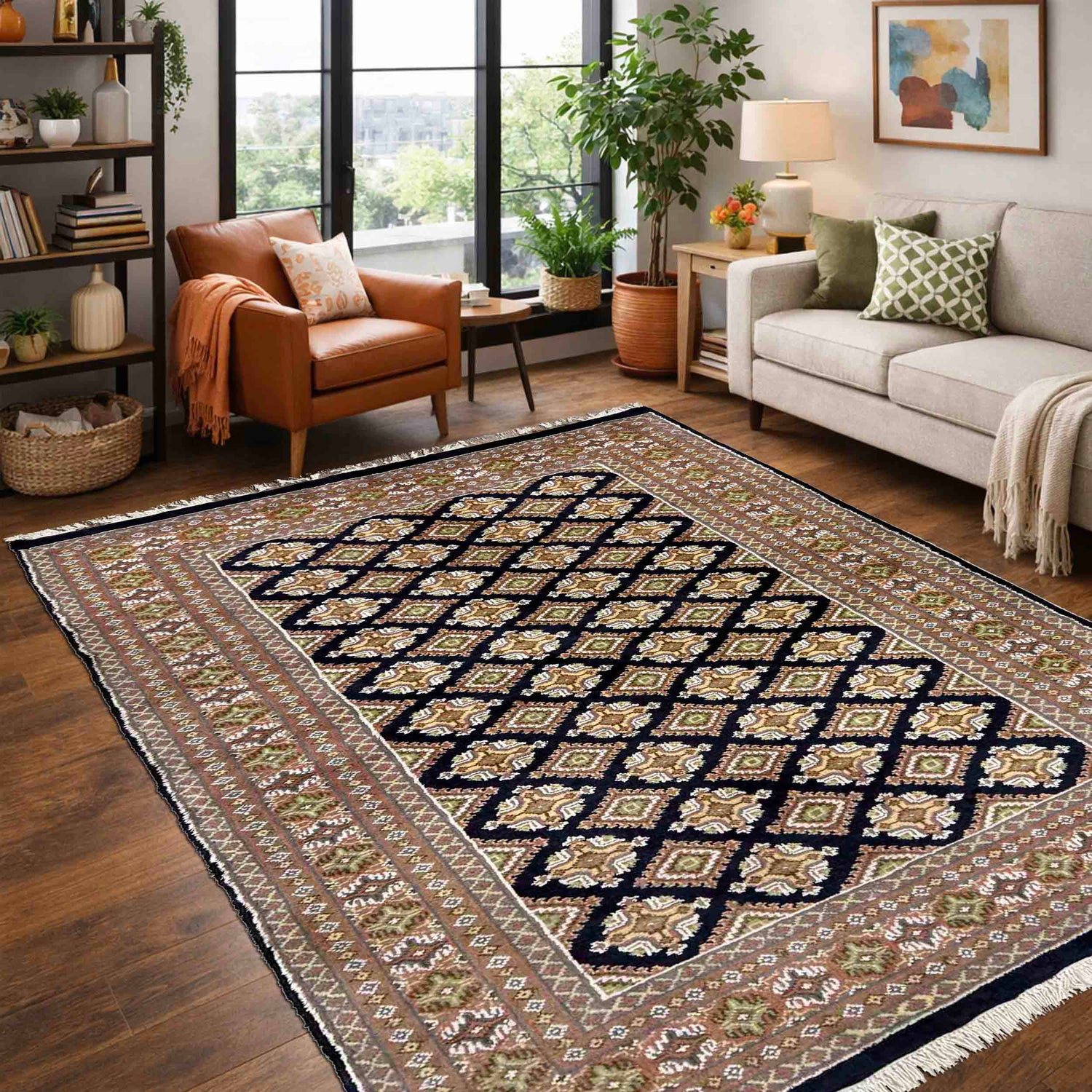Jaldar Multi Color Hand Knotted Rug 4' 2" x 5' 11" (ft) - No. G39156