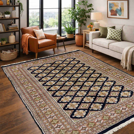 Jaldar Multi Color Hand Knotted Rug 4' 2" x 5' 11" (ft) - No. G39156