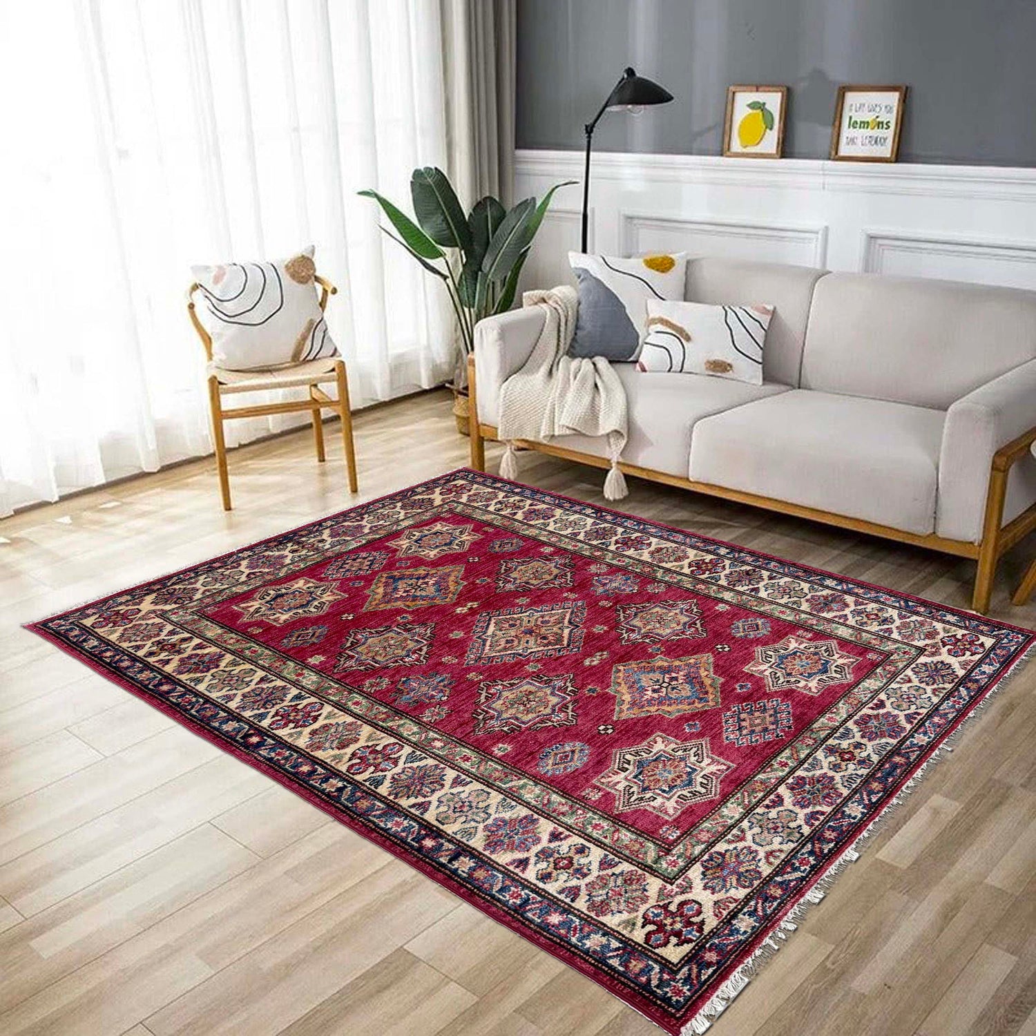 Fine Kazak Carpet 3' 5" x 4' 10" (ft) - No. G39608