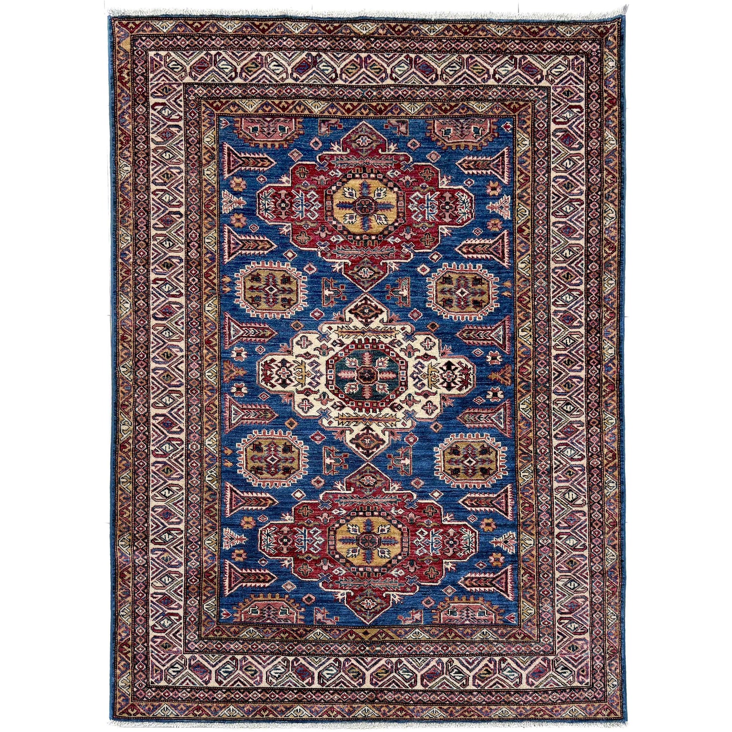 Blue Color Handmade Kazak Rug 4' 11" x 6' 8" (ft) - No. G39622