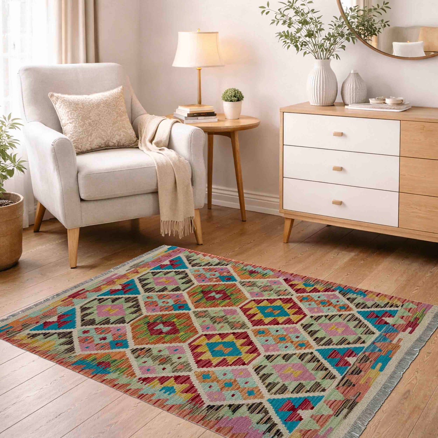 Handmade Vegetable Kilim 2' 9" x 3' 10" (ft) - No. G39701