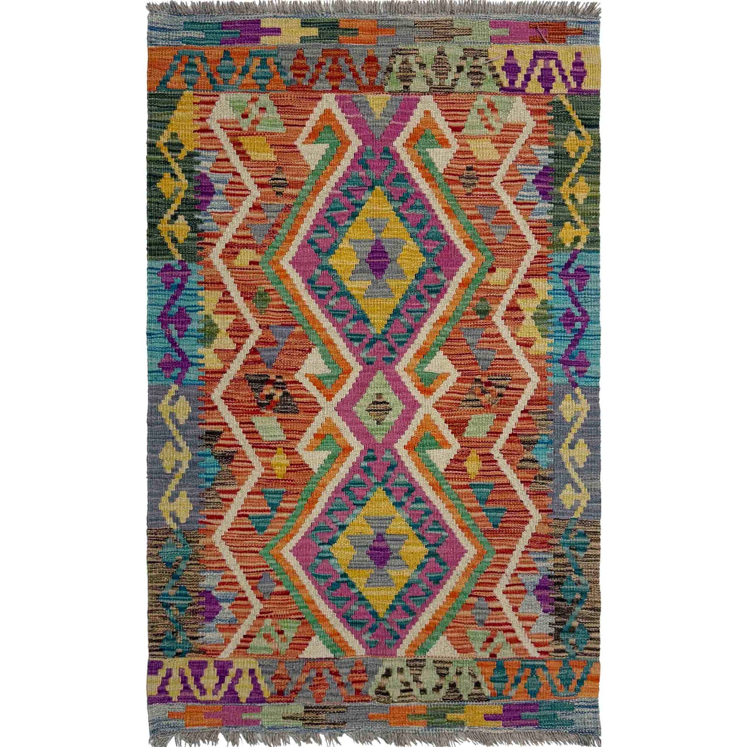 Handmade Vegetable Kelim 2' 8" x 4' 2" (ft) - No. G39703