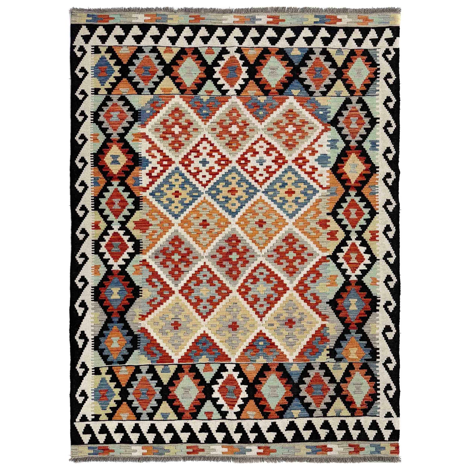 Handmade Vegetable Kelim 4' 7" x 6' 11" (ft) - No. G39788