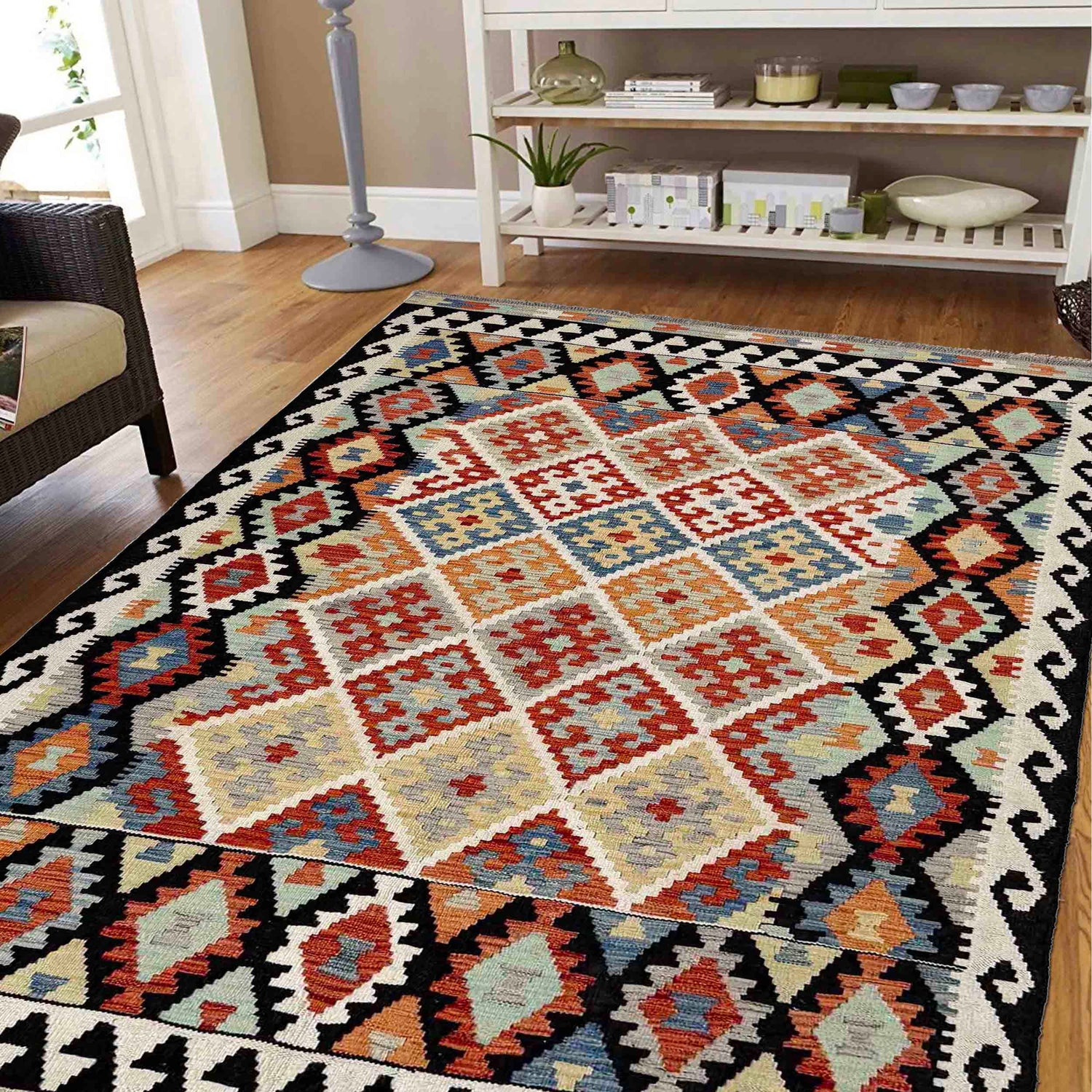 Handmade Vegetable Kelim 4' 7" x 6' 11" (ft) - No. G39788