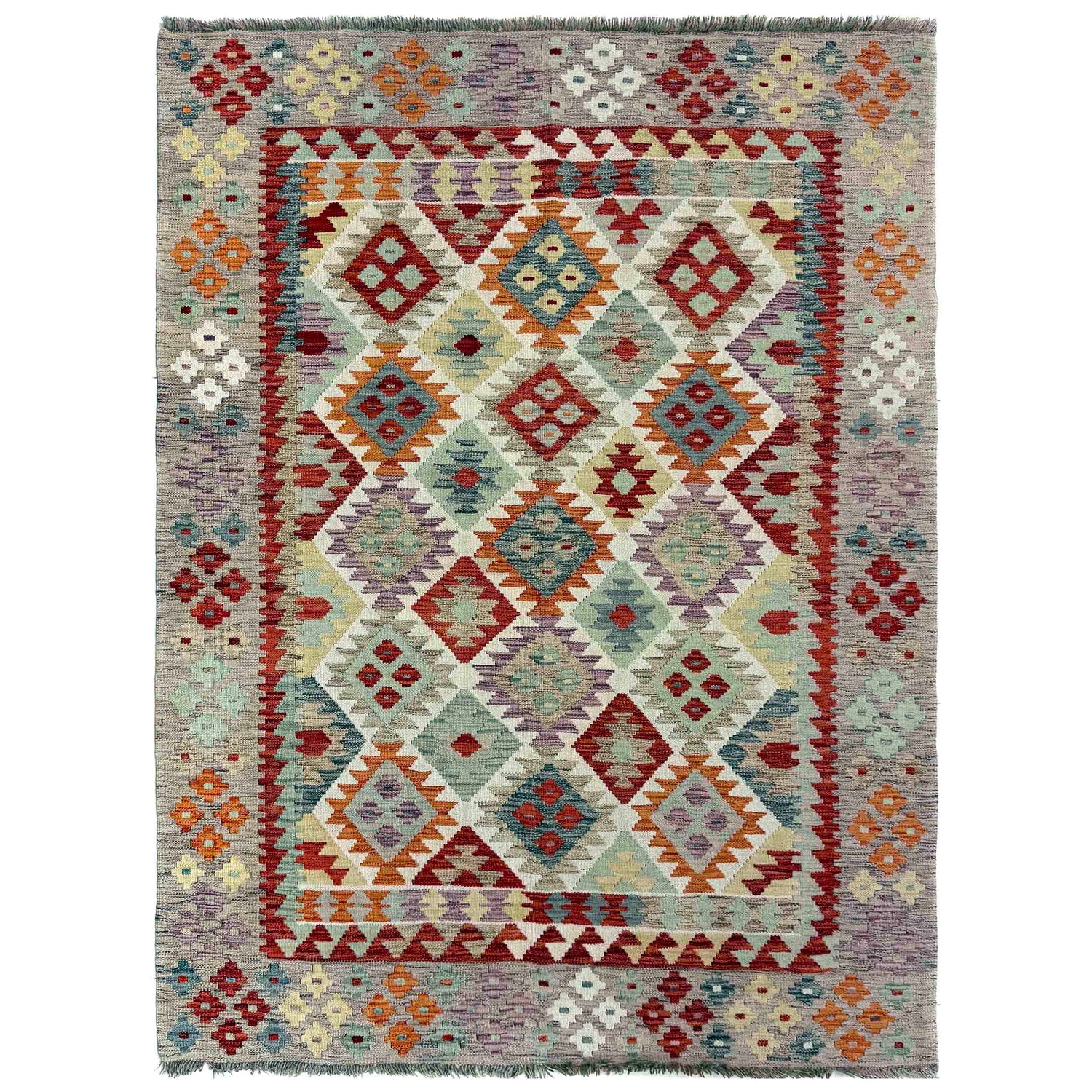 Handmade Vegetable Kelim 5' 0" x 6' 8" (ft) - No. G39790