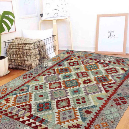 Handmade Vegetable Kelim 5' 0" x 6' 8" (ft) - No. G39790