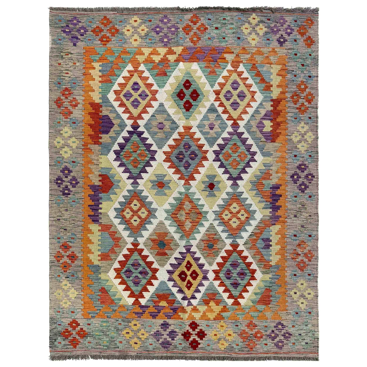Handmade Vegetable Kilim 5' 0" x 6' 8" (ft) - No. G39796