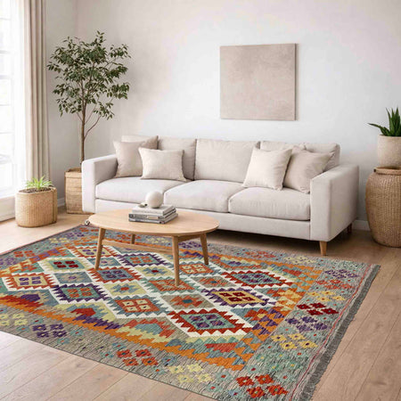 Handmade Vegetable Kilim 5' 0" x 6' 8" (ft) - No. G39796