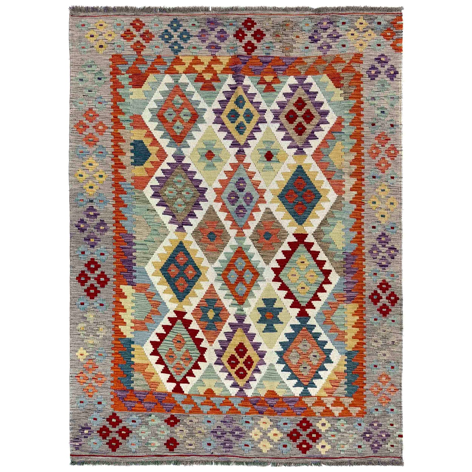 Handmade Vegetable Kilim 5' 0" x 6' 11" (ft) - No. G39797