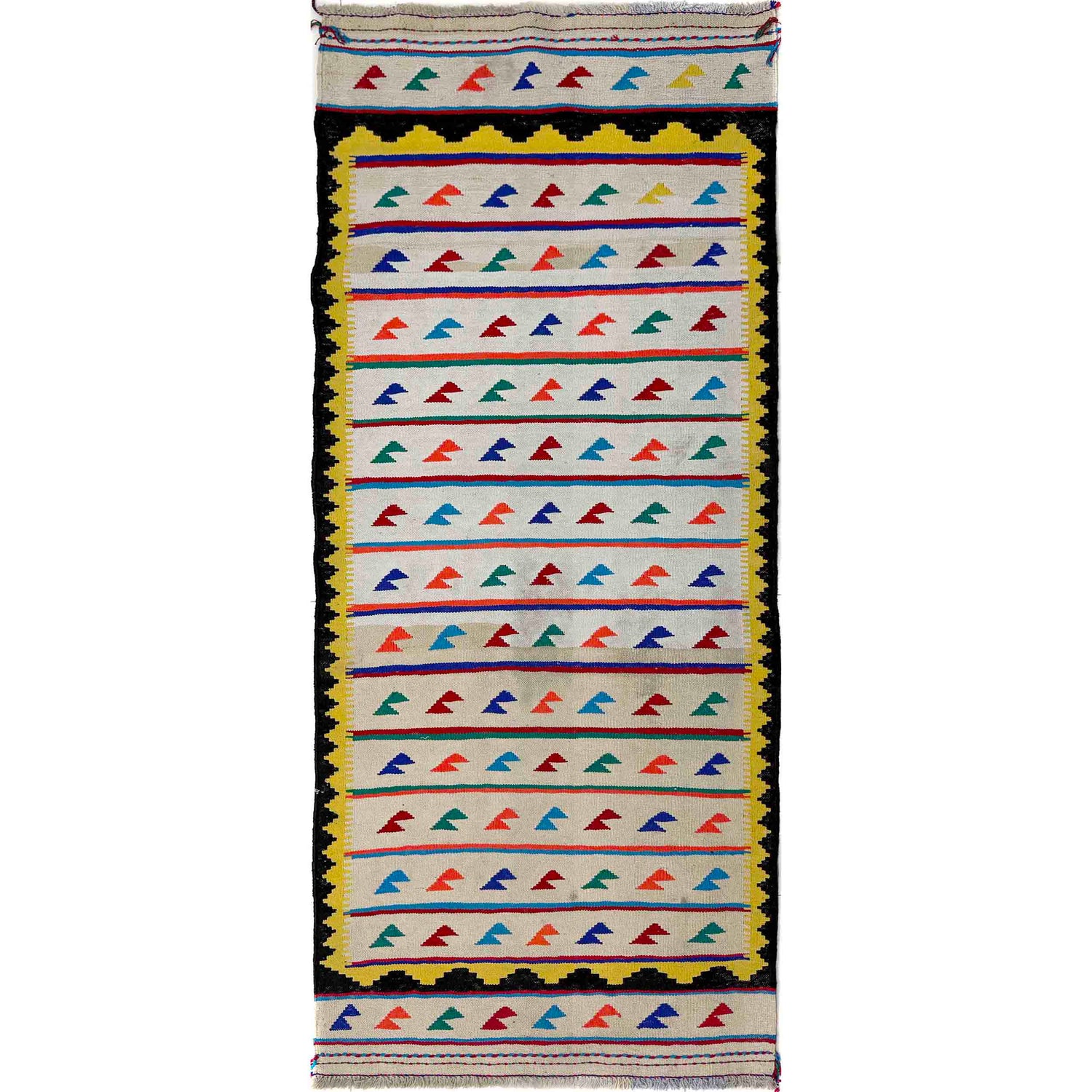 Hand Knotted Table Sheet Dhurrie Runner 2' 8" x 6' 11" (ft) - No. G39804