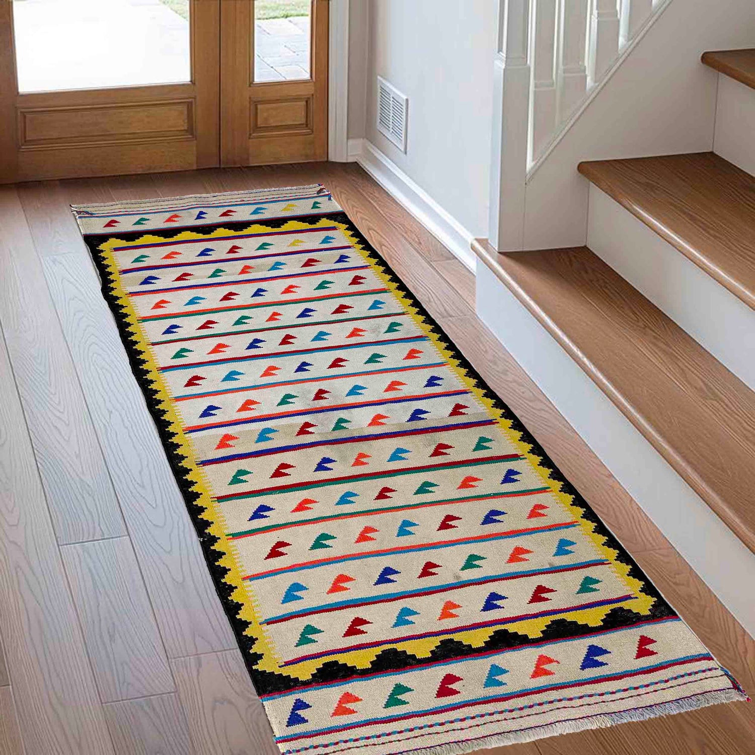 Hand Knotted Table Sheet Dhurrie Runner 2' 8" x 6' 11" (ft) - No. G39804