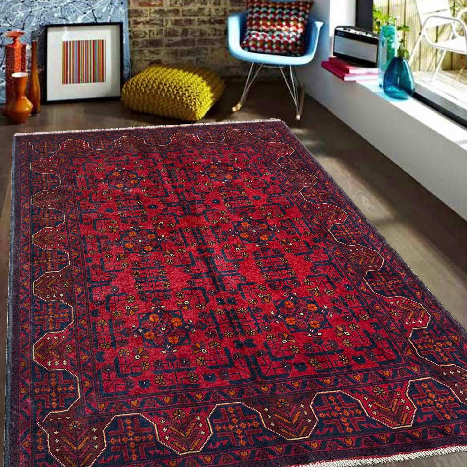 Red Color Khal Mohammadi Rug 4' 11" x 6' 5" (ft) - No. G39807