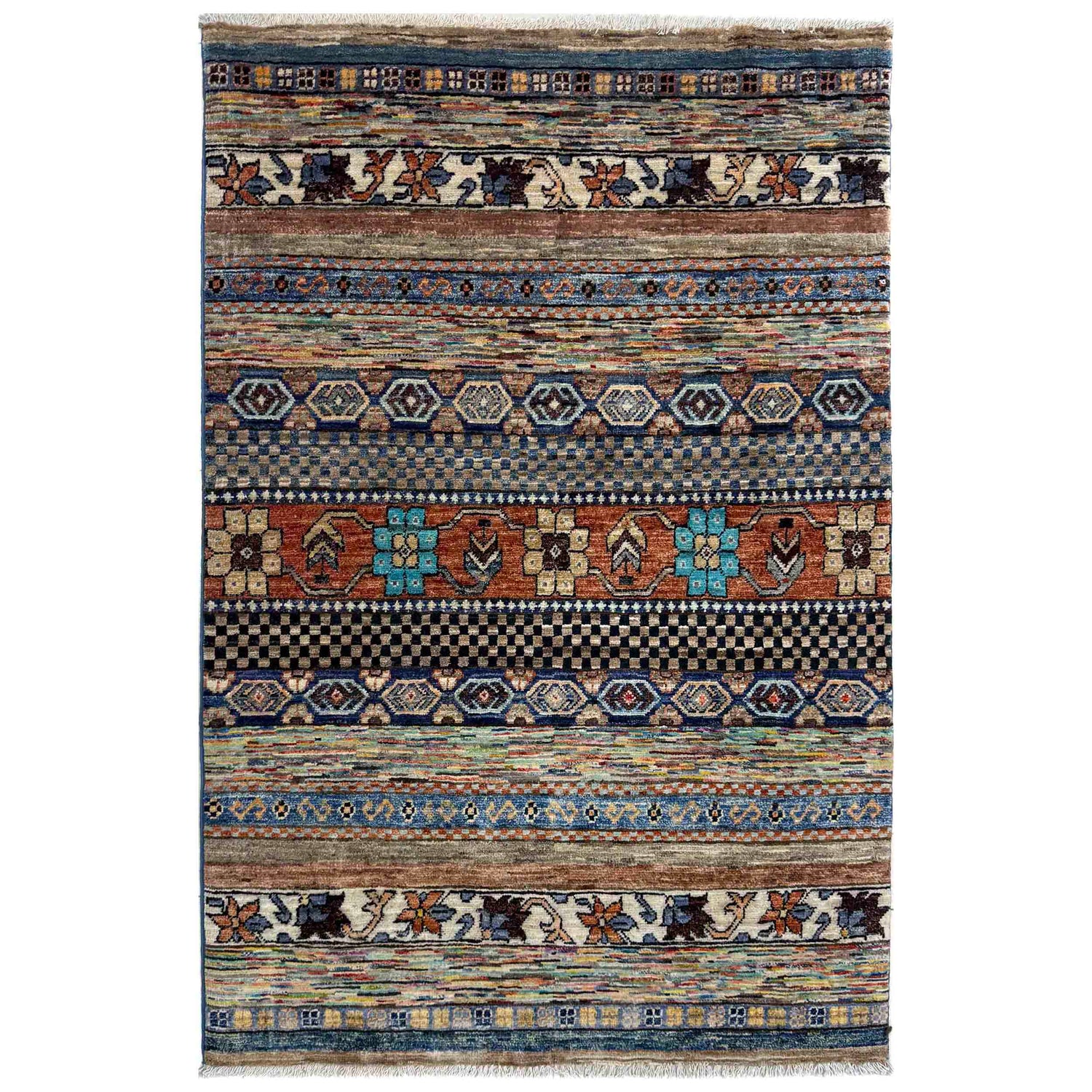 Hand-Knotted Gabbeh Rug 3' 4" x 4' 9" (ft) - No. G39811