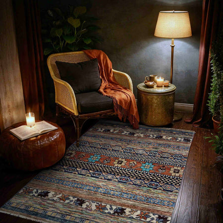 Hand-Knotted Gabbeh Rug 3' 4" x 4' 9" (ft) - No. G39811
