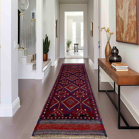 Red Color Mashwani Short Runner 2' 1" x 8' 0" (ft) - No. G40190