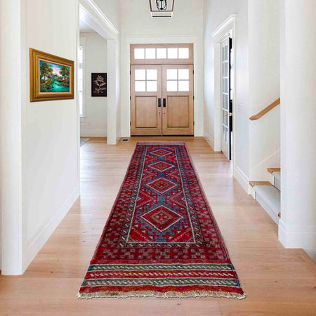Red Color Mashwani Short Runner 2' 1" x 8' 3" (ft) - No. G40192