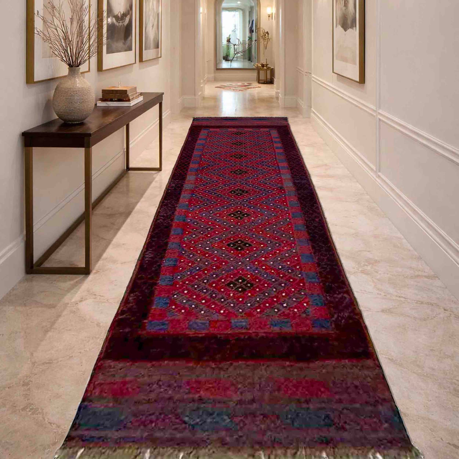 Red Color Mashwani Short Runner 2' 2" x 7' 10" (ft) - No. G40196